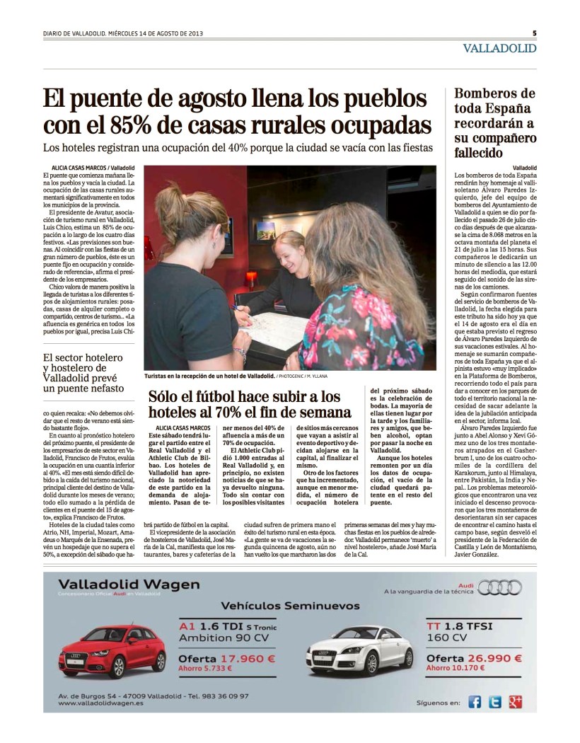 El puente de agosto llena los pueblos con el 85% de casas rurales ocupadas